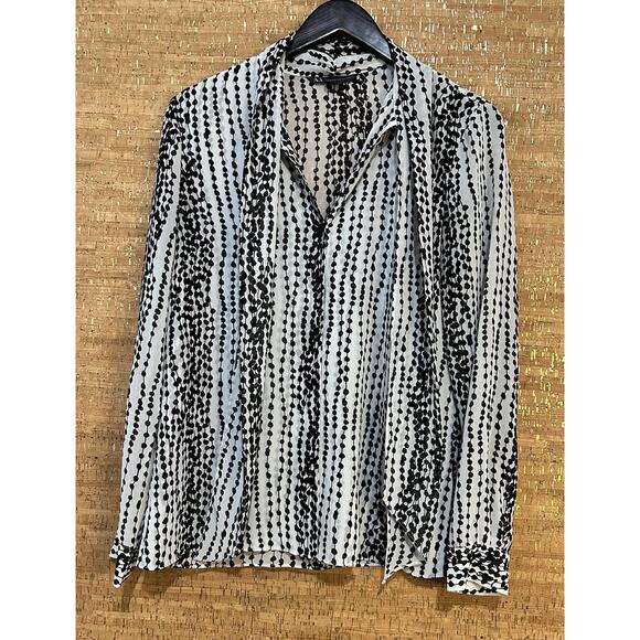 AX ARMANI EXCHANGE Blouse Tie Neck Size Medium - Picture 1 of 9